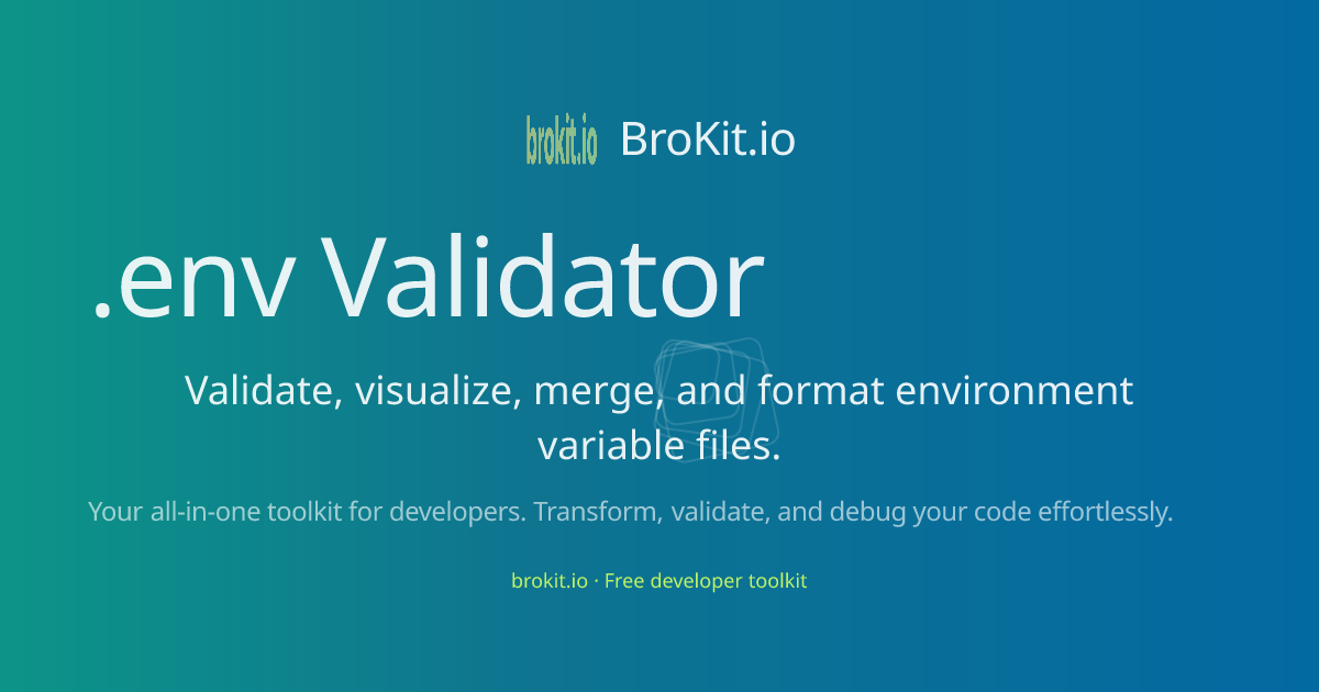 .env Validator - Validate, visualize, merge, and format environment ...