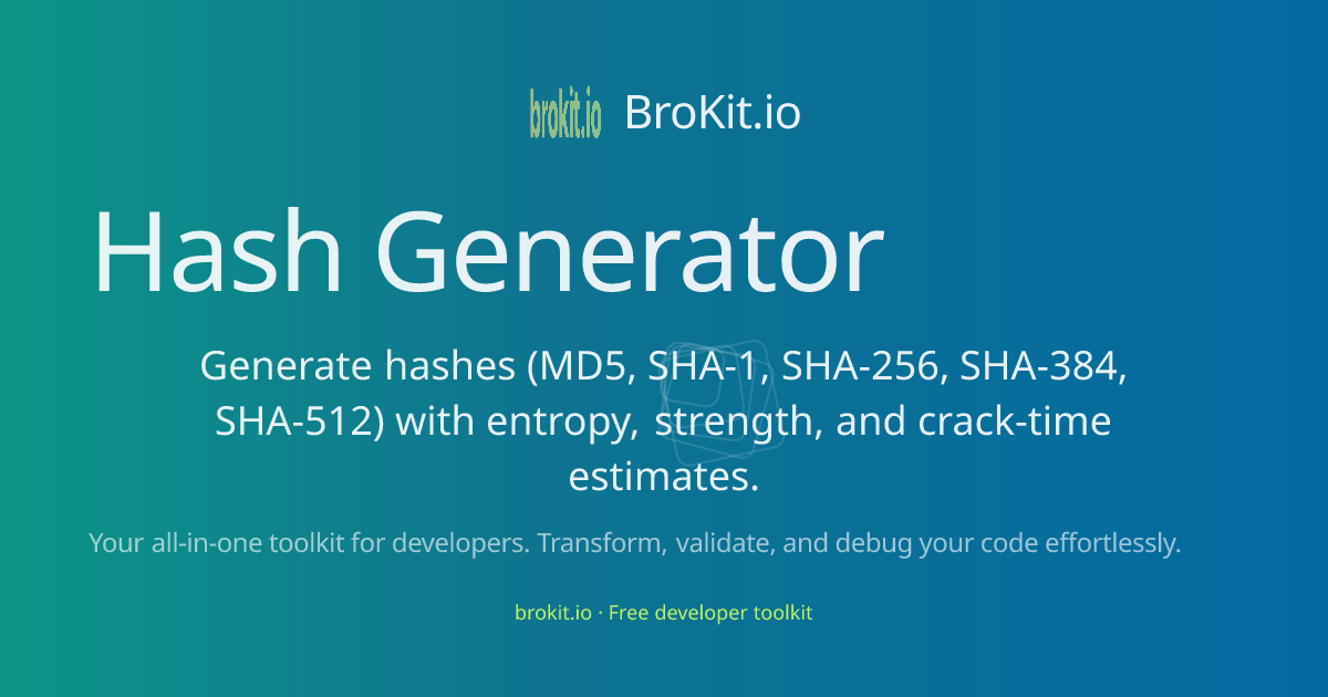 Hash Generator - Generate hashes (MD5, SHA-1, SHA-256, SHA-384, SHA-512 ...