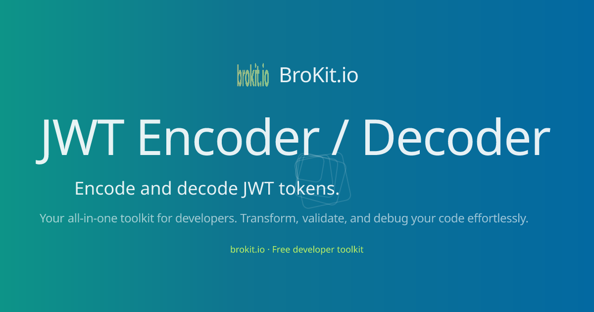 JWT Encoder / Decoder - Encode and decode JWT tokens | BroKit